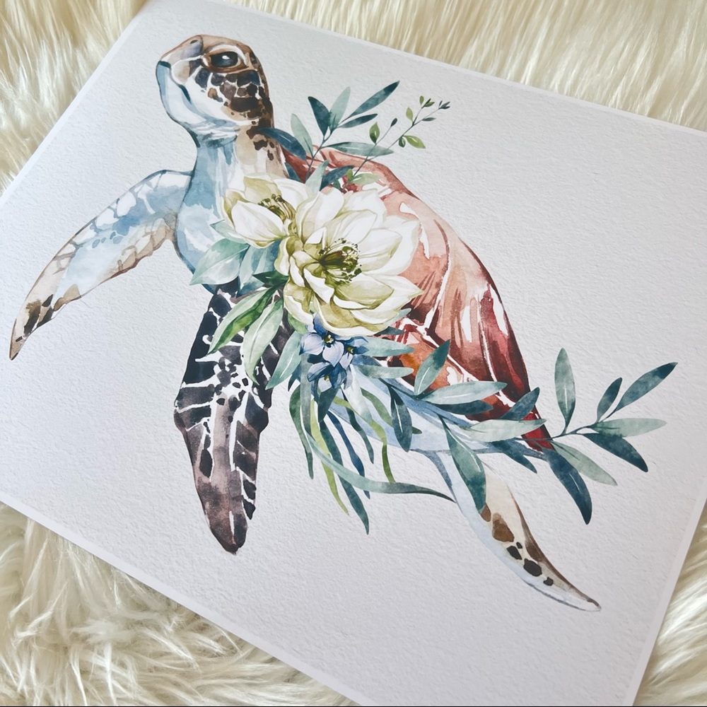 Wall Art Watercolor Sea Turtle Print Poster Unframed - Picture 12 of 15